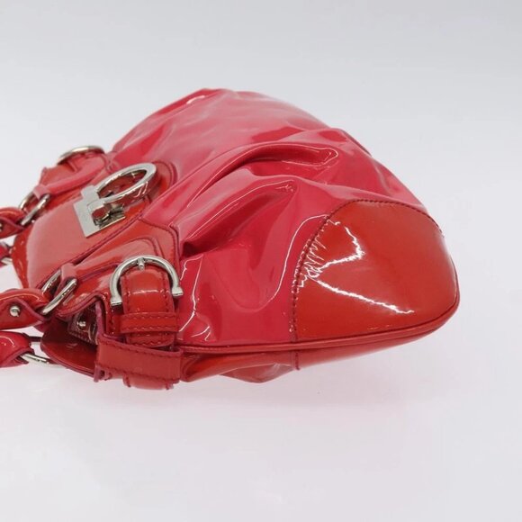 Salvatore Ferragamo Gancini Marissa Hand Bag Enamel Red Silver Auth 130621 - Picture 5 of 14